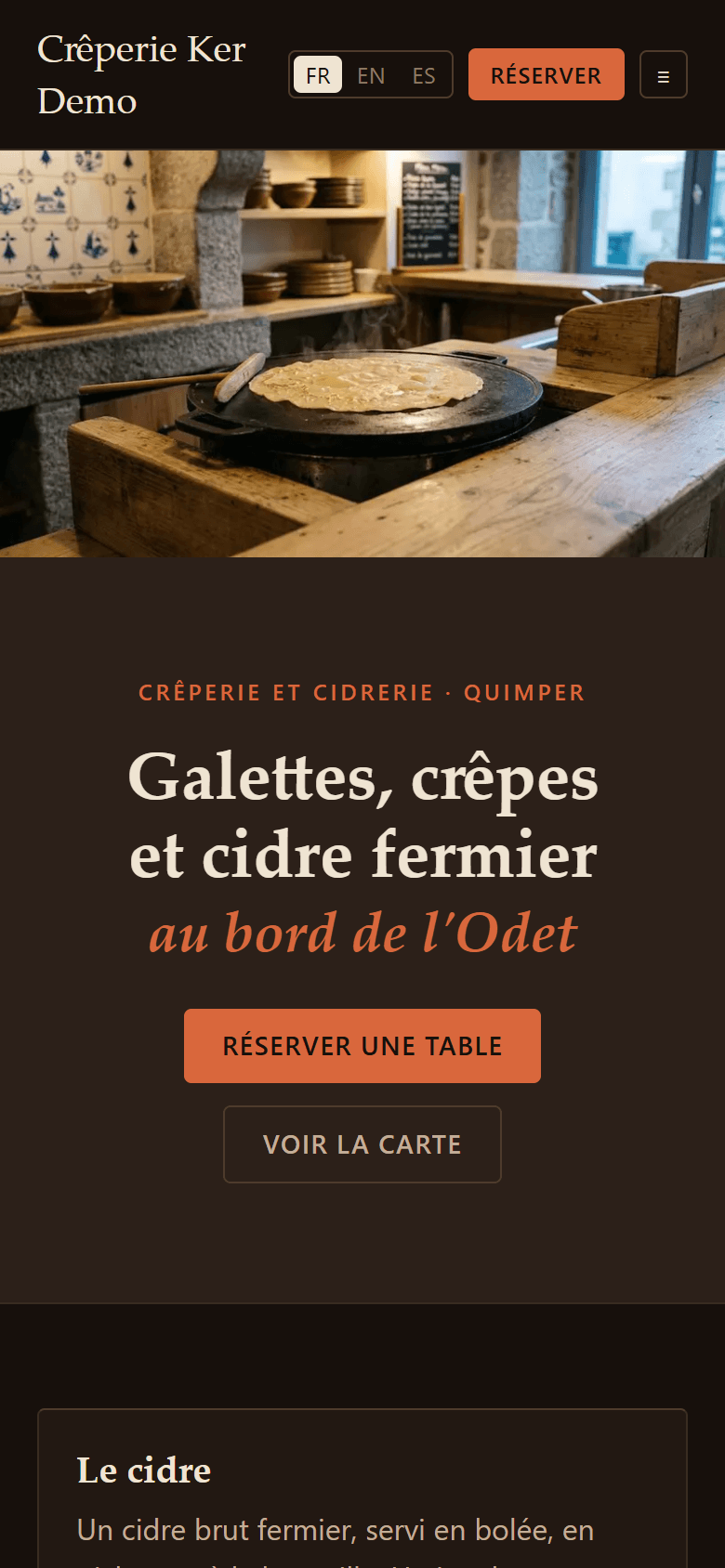 Le site de la Crêperie Ker Demo, en direct